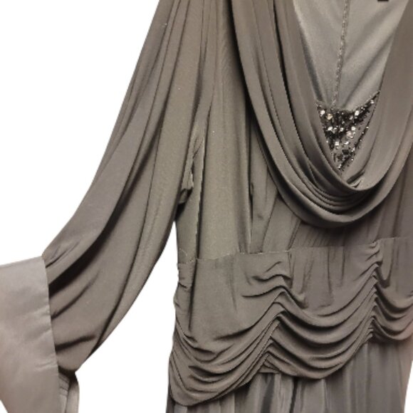 Jessica Howard Black Embellished Ruched Evening Dress Plus 24W EUC Lined 3X - Picture 6 of 14